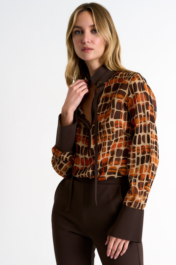 Shan Charlene Mock neckline silk blouse