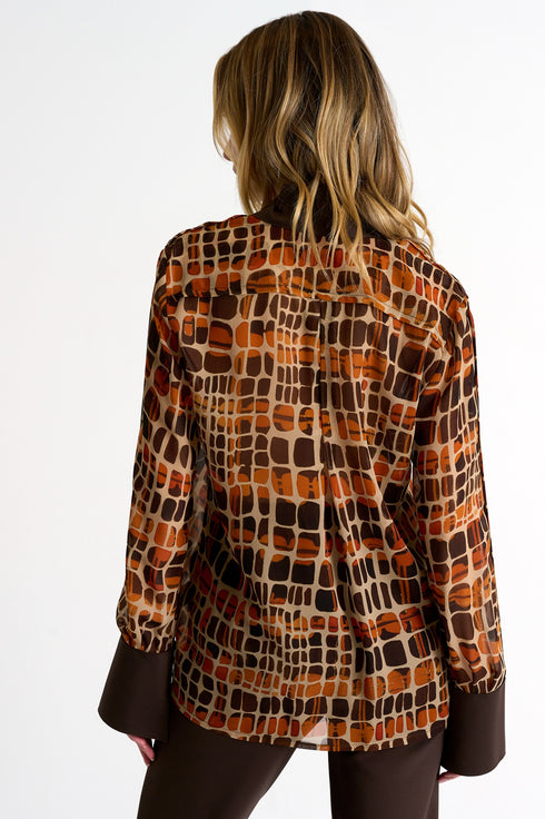 Shan Charlene Mock neckline silk blouse