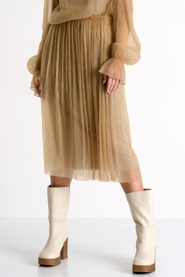 Shan Naomi Long pleated mesh Skirt