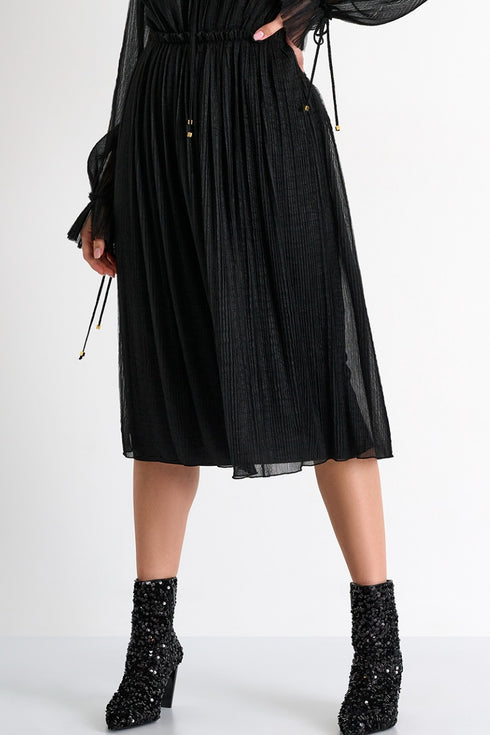 Shan Naomi Long pleated mesh Skirt
