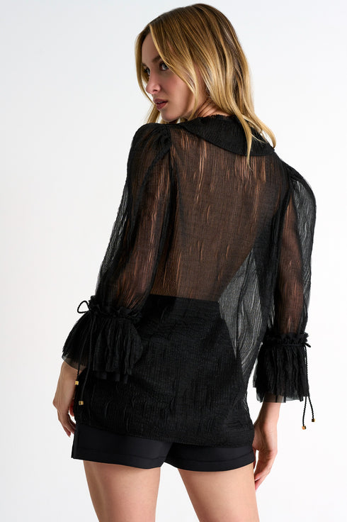 Shan Naomi Sheer ruffle blouse