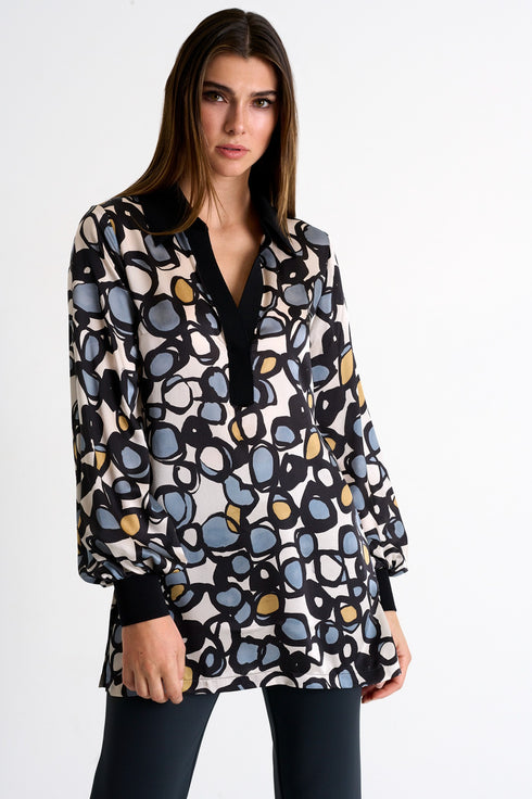 Shan Soie Silk puff sleeve blouse