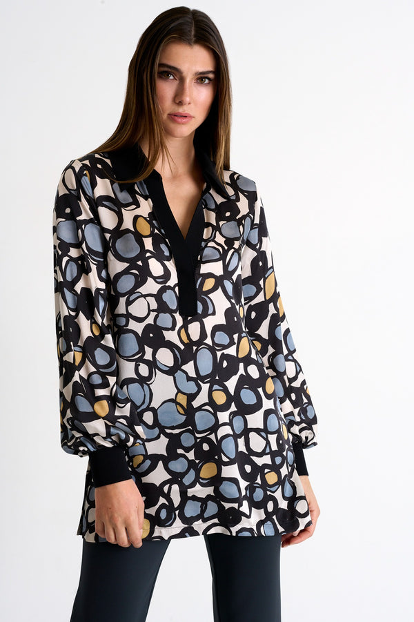 Shan Soie Silk puff sleeve blouse