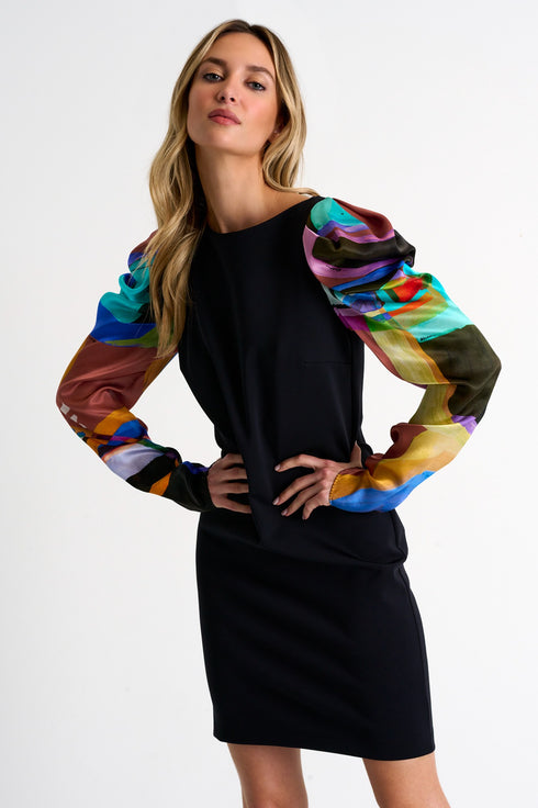 Shan Sofia Glamorous puff-sleeve dress