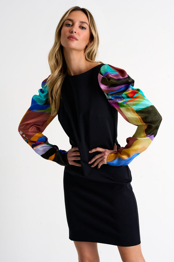 Shan Sofia Glamorous puff-sleeve dress