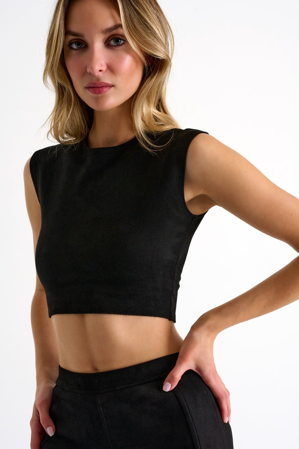 Shan Kate Vegan suede crop top