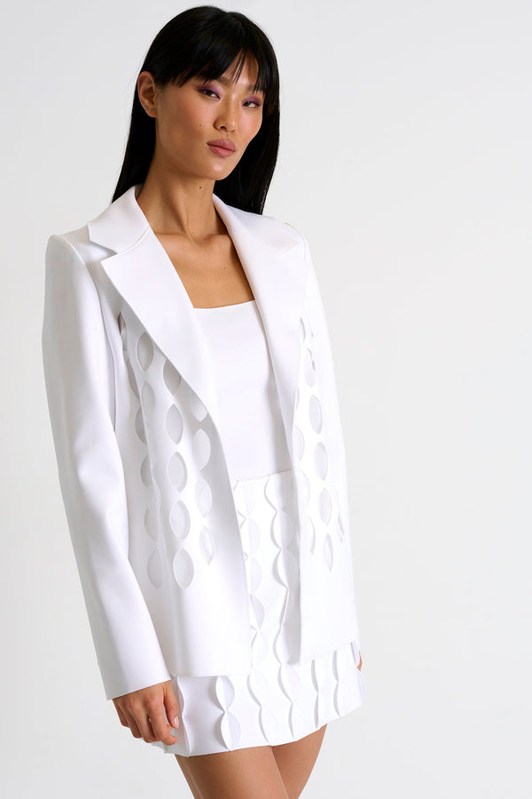 Structured Cut-Out Blazer - 52357-78-000 02 / 000 White / 75% POLYAMIDE, 25% ELASTANE