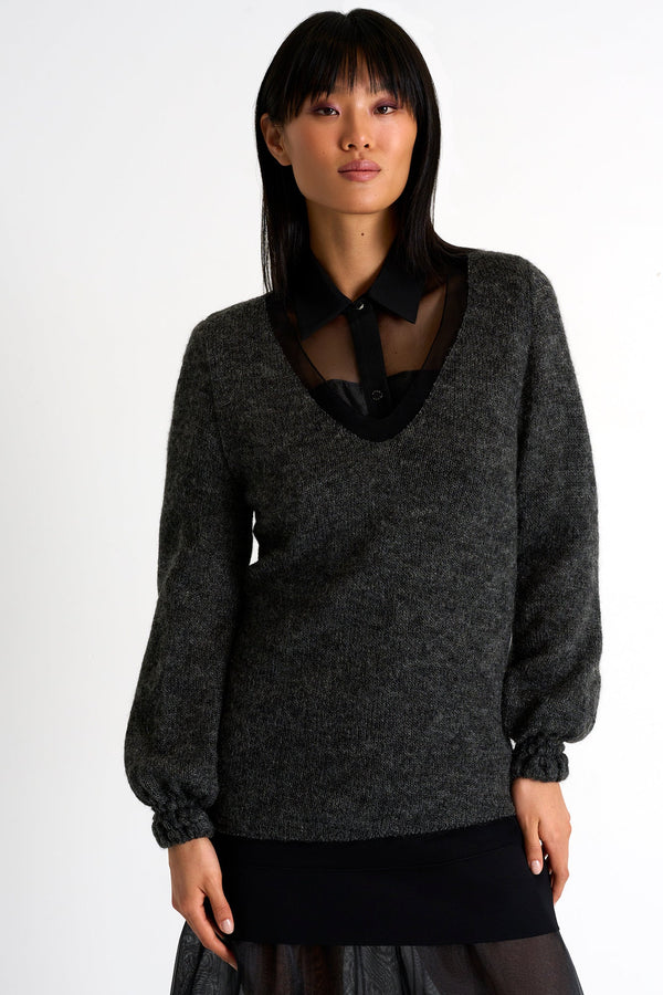 Oversized Sweater - 52359-92-160 02 / 160 Charcoal / 40% ACRYLIC 40% POLYAMIDE 20% MOHAI
