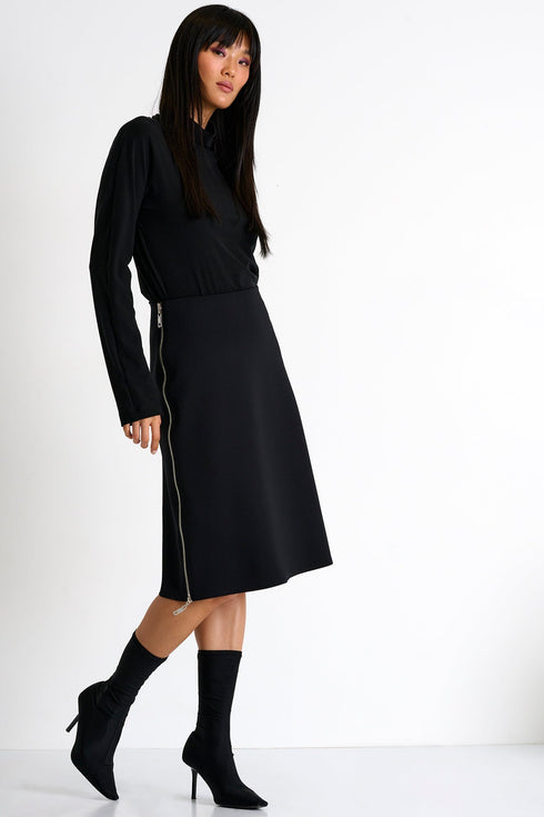 Side Zip Elegant Skirt - 52367-47-800 02 / 800 Caviar / 75% POLYAMIDE, 25% ELASTANE