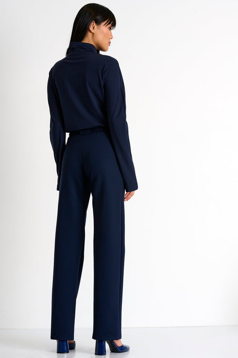 Elegant Belted Pants - 52367-52-550 02 / 550 Navy / 75% POLYAMIDE, 25% ELASTANE