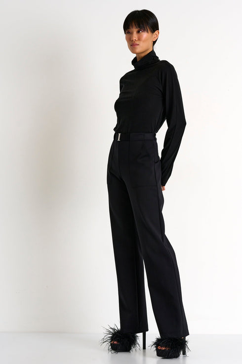Elegant Belted Pants - 52367-52-800 02 / 800 Caviar / 75% POLYAMIDE, 25% ELASTANE