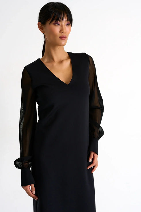 Shan Sofia Sheer Sleeve Elegant Dress