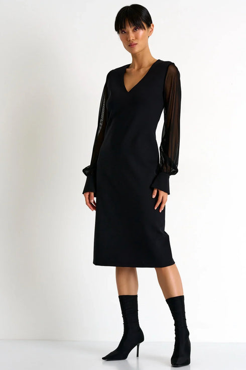 Shan Sofia Sheer Sleeve Elegant Dress