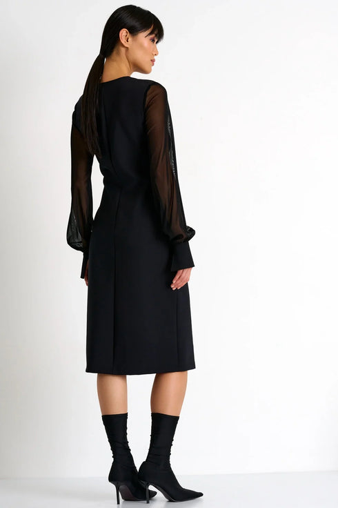 Shan Sofia Sheer Sleeve Elegant Dress