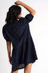 Elegant Puffy Sleeves Dress - 52439-66-550 2 / 550 Navy / 80% LYOCELL 20% POLYESTER