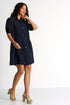 Elegant Puffy Sleeves Dress - 52439-66-550 2 / 550 Navy / 80% LYOCELL 20% POLYESTER