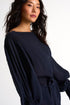 Flowy Dress With Puffy Sleeves - 52439-74-550 2 / 550 Navy / 80% LYOCELL 20% POLYESTER