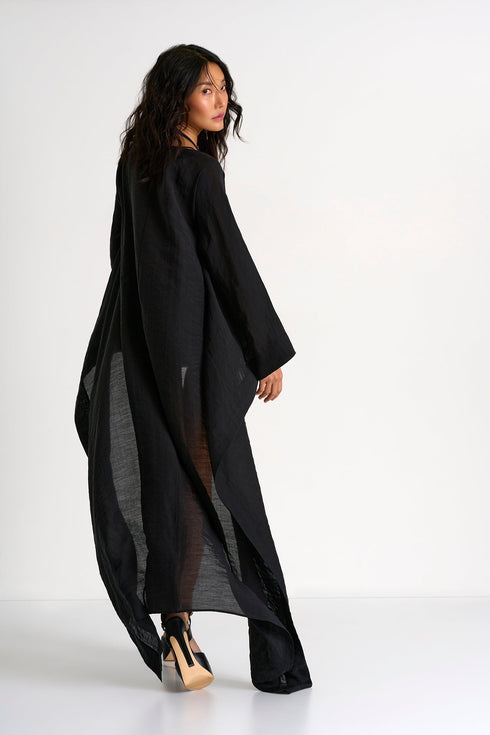 Elegant Long Kimono - 52439-87-800 2 / 800 Caviar / 80% LYOCELL 20% POLYESTER