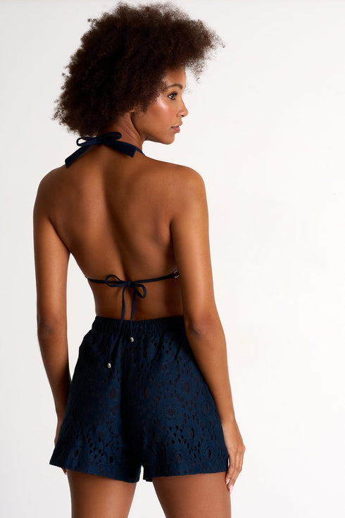 Elegant Lace Shorts - 52443-55-550 2 / 550 Navy / 65% COTTON 35% POLYAMIDE