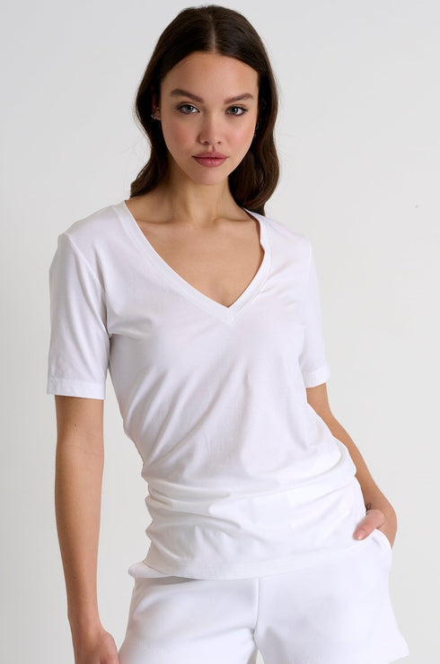 V-Neck Top - 52484-91-000 02 / 000 White / 90% TENCEL 10% ELASTANE