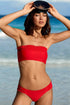 PQ Swim Red Coral SMOCKED TOP BANDEAU
