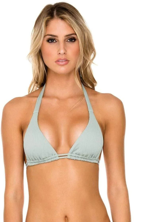 Luli Fama Orillas Del Mar Ribbed Double Strap Sliding Halter Bikini Top
