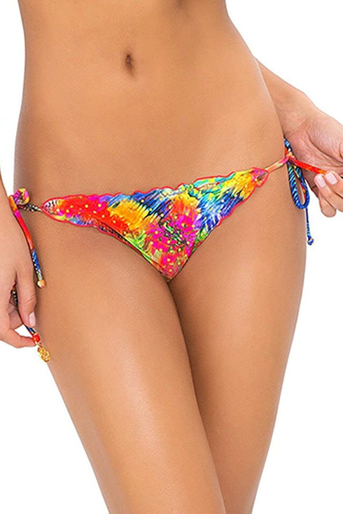 Luli Fama Mundo De Colores Wavey Ruched Back Brazilian Tie Side Bottom