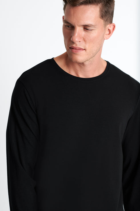 Shan Relaxation Soft round neck long sleeve shirt