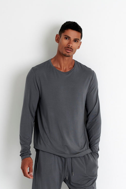 Shan Relaxation Soft round neck long sleeve shirt