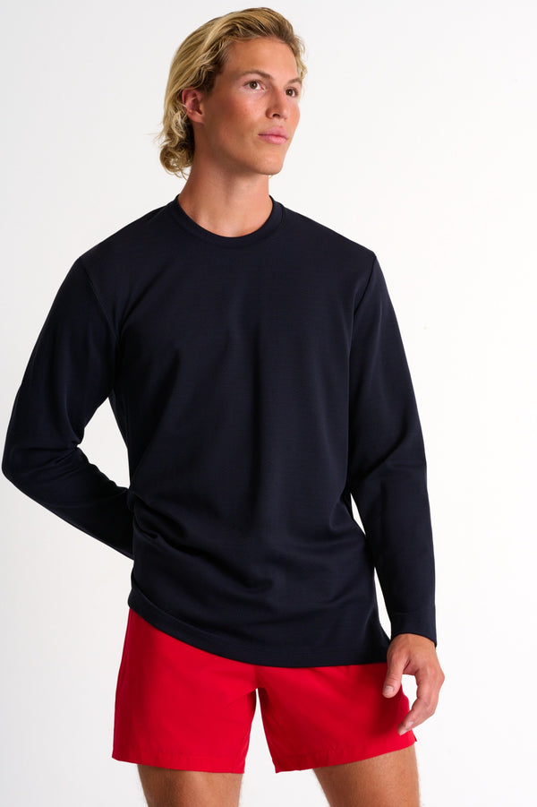 Shan Signature Textured jersey long sleeve round neck