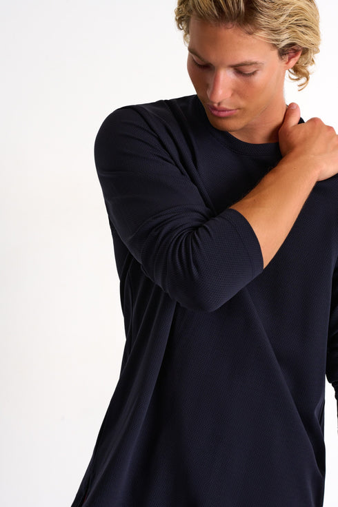 Shan Signature Textured jersey long sleeve round neck