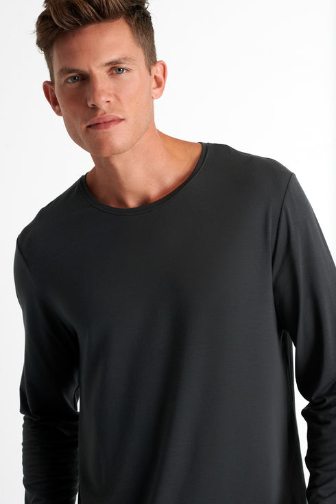 Shan Relaxation Soft round neck long sleeve shirt