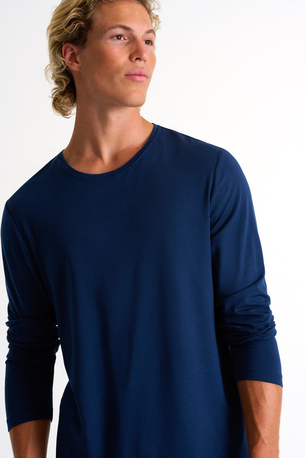 Shan Relaxation Soft round neck long sleeve shirt