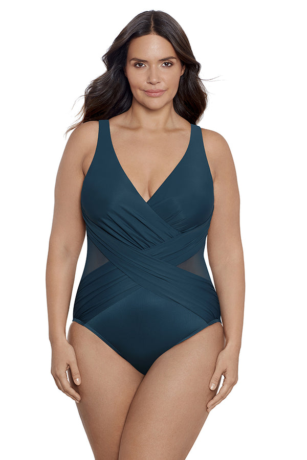 MiracleSuit Illusionists Plus Size Crossover One Piece