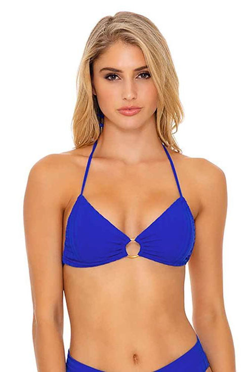 Luli Fama Last Fling SOMETHING BLUE RING HALTER BANDEAU TOP
