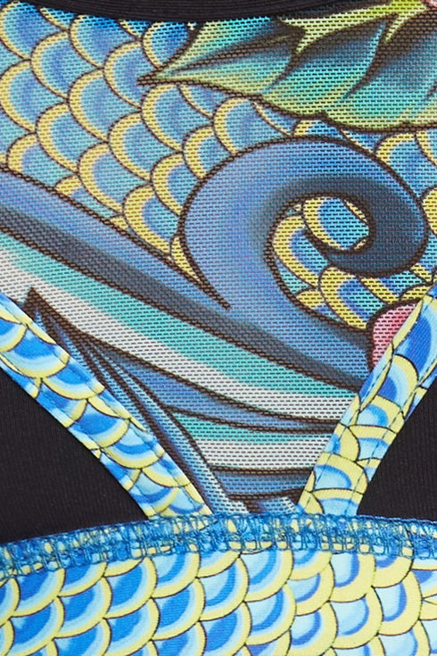 Luli Fama Inked Babe Crossed Bra Mesh Sporty Bra