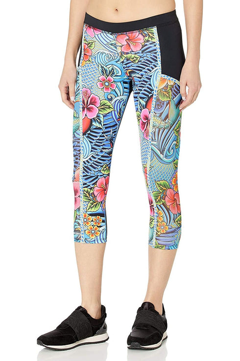 Luli Fama Inked Babe Mesh Panel Capri