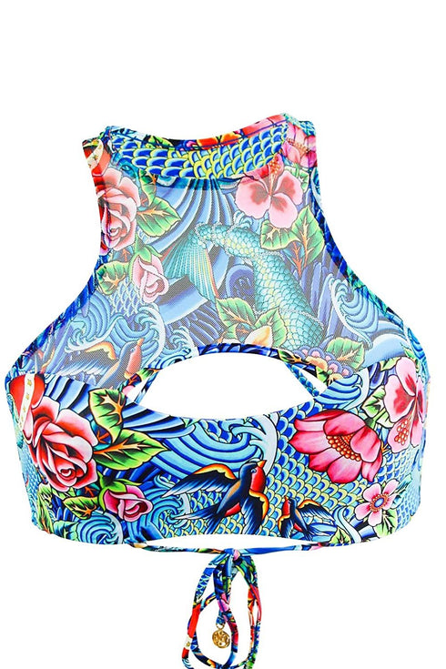 Luli Fama Inked Babe Ink Mesh Reversible Cut Out Top