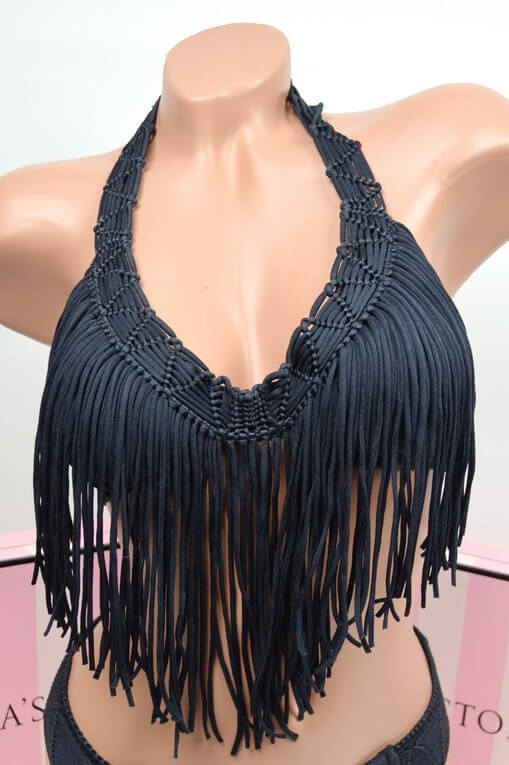 Luli Fama Heart Of A Hippie Weave Fringed Underwire Top