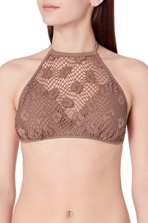 Luli Fama Cosita Buena Crochet Illusion Halter Top