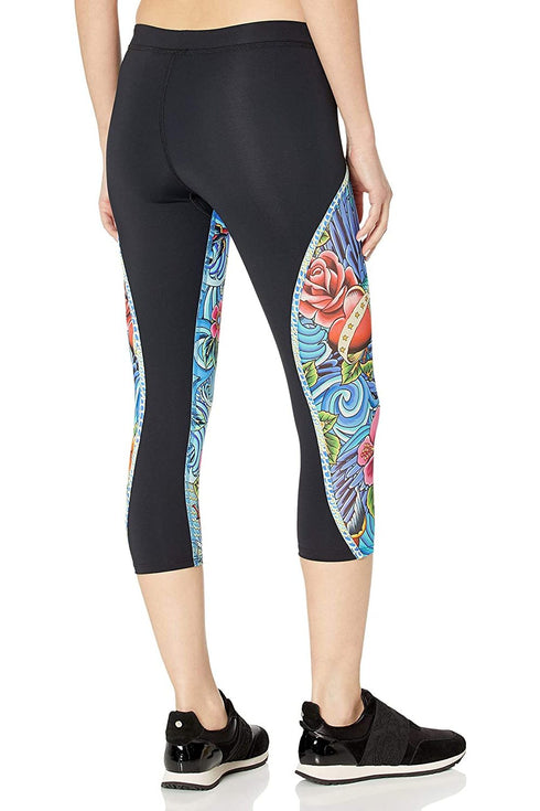 Luli Fama Inked Babe Mesh Panel Capri