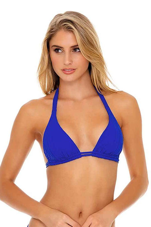 Luli Fama Last Fling SOMETHING BLUE TRIANGLE HALTER TOP