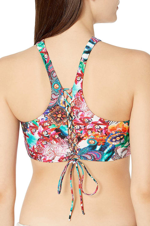 Luli Fama Like A Flame Glam High Neck Top Reversible