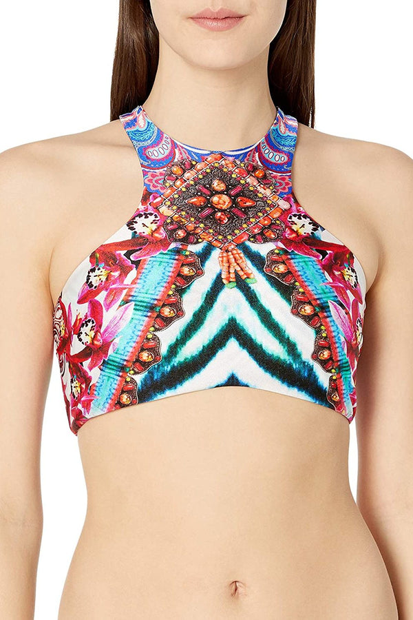 Luli Fama Like A Flame Glam High Neck Top Reversible