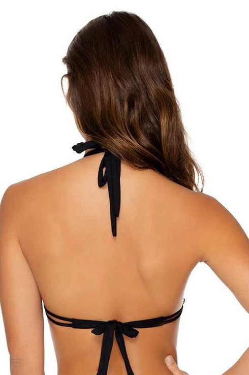 Luli Fama Noches De Sevilla LACE TRIM TRIANGLE HALTER TOP