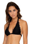 Luli Fama Noches De Sevilla LACE TRIM TRIANGLE HALTER TOP