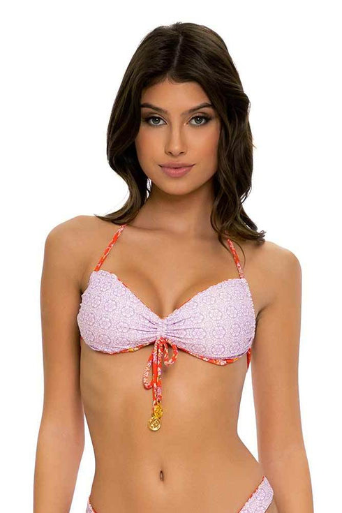 Luli Fama Calypso REVERSIBLE DRAWSTRING BANDEAU TOP