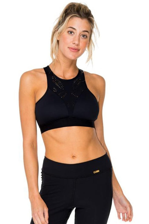 Luli Fama Trinidad Laser Cuts Elastic Band Sports Bra