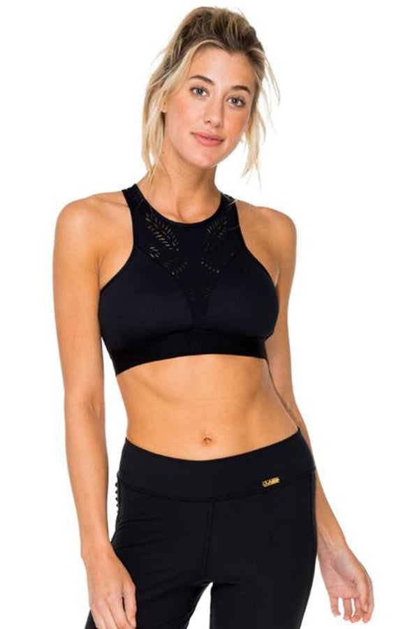 Luli Fama Trinidad Laser Cuts Elastic Band Sports Bra