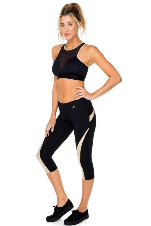 Luli Fama Baracoa Elastic Band Mesh Center Sports Bra